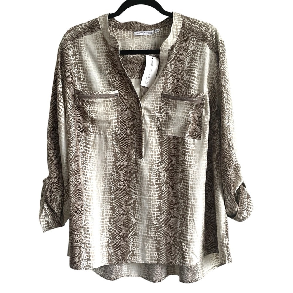 NWT Notations Snakeskin Office Blouse Size 2x Career Wear Animal Print